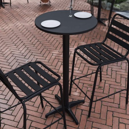 Flash Furniture Mellie 23.5 Black Round Metal Indoor-Outdoor Bar Height Table TLH-059B-BK-GG